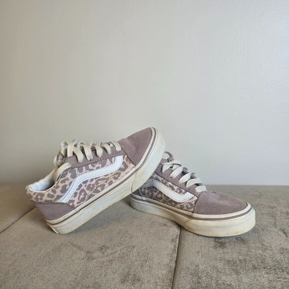 Vans Kids Old Skool Leopard Skater Sneakers Mauve‎ Lilac Purple Suede Size 11.5 - Picture 7 of 8